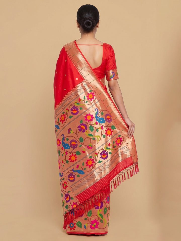 Red Woven Design Art Silk Saree
