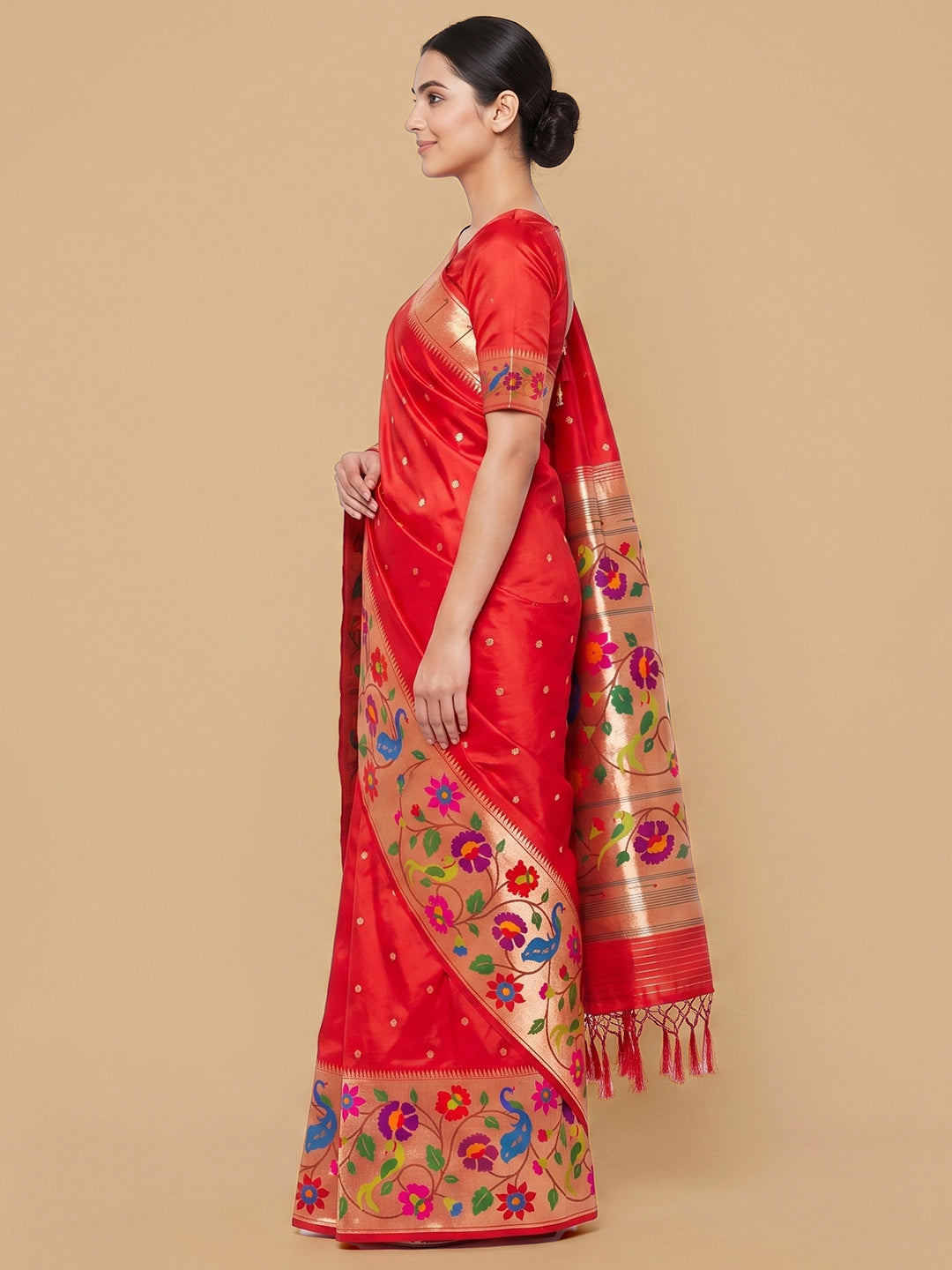 Red Woven Design Art Silk Saree