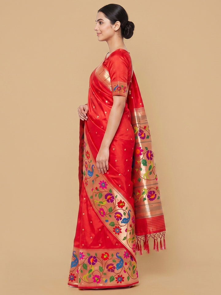 Red Woven Design Art Silk Saree