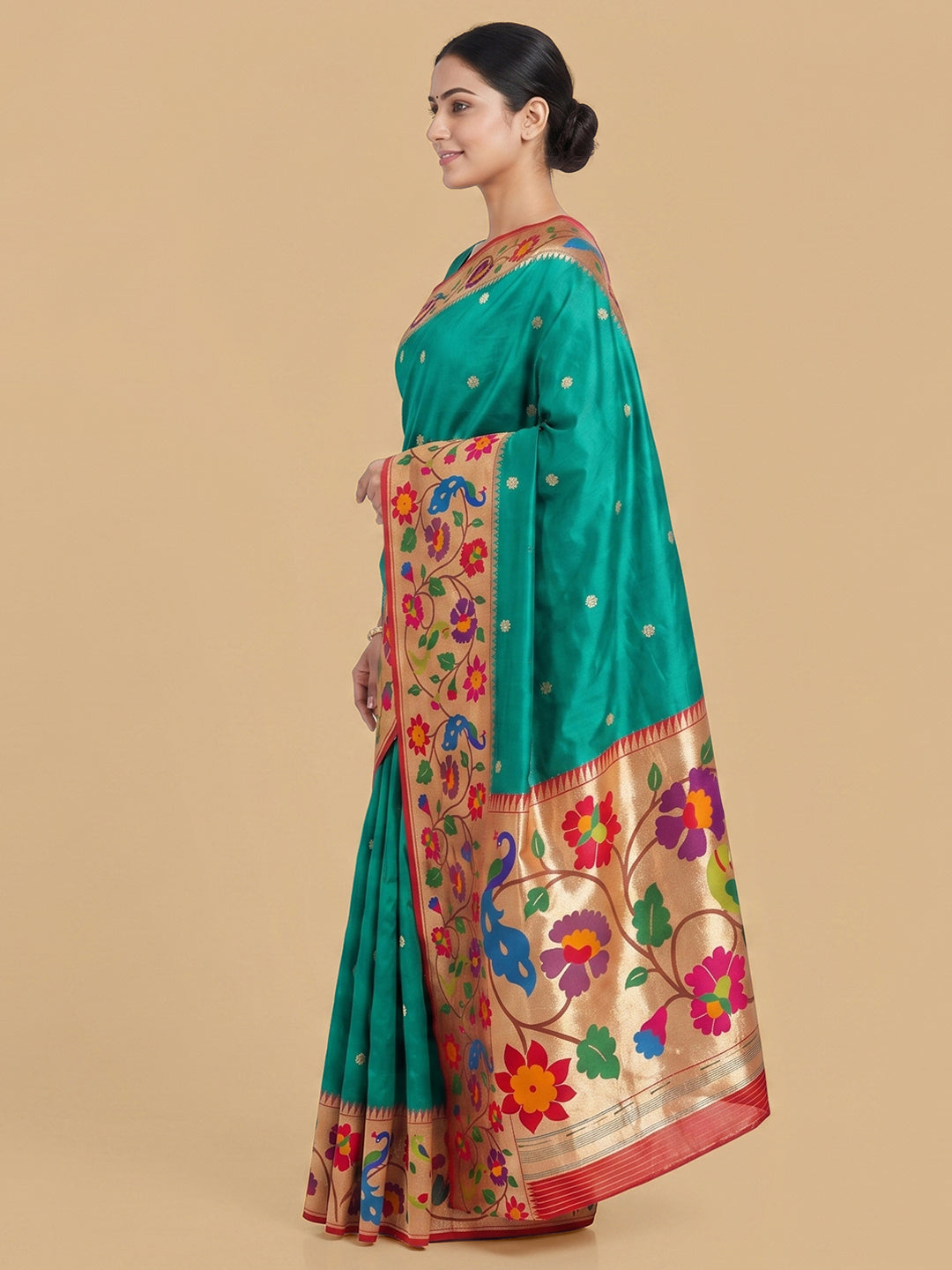 Sea-Green Woven Design Art Silk Saree