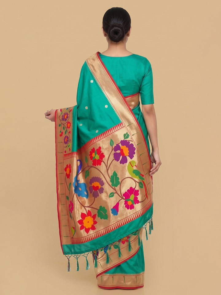 Sea-Green Woven Design Art Silk Saree
