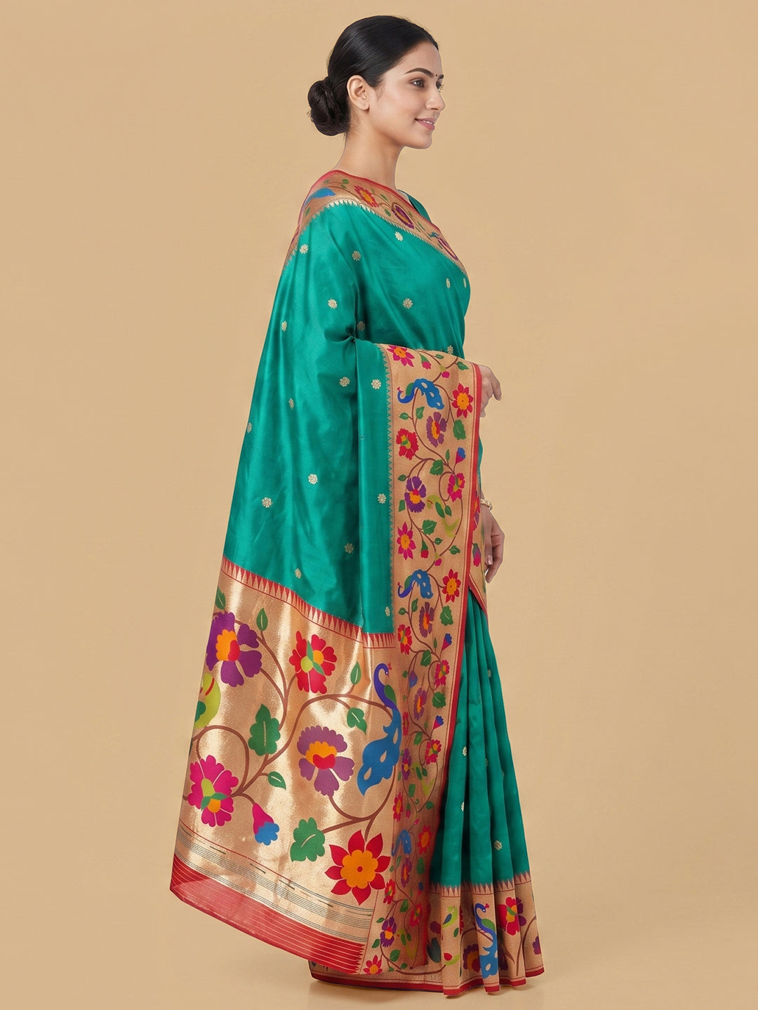 Sea-Green Woven Design Art Silk Saree