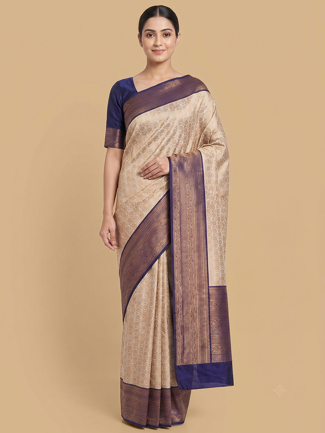 Off-White Woven Design Art Silk Saree