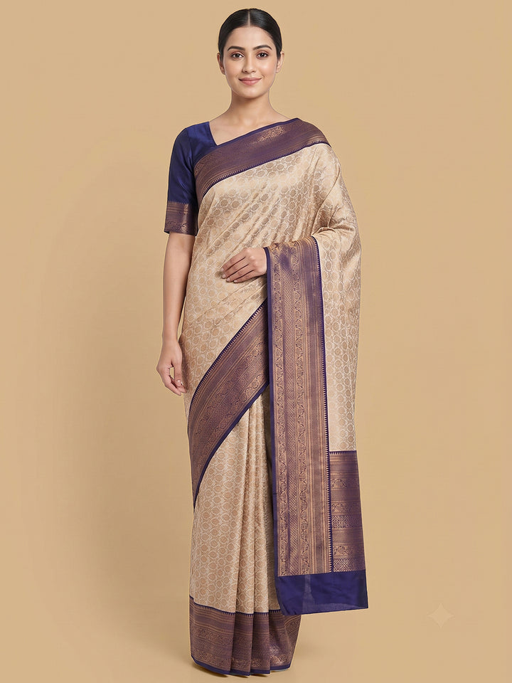 Off-White Woven Design Art Silk Saree