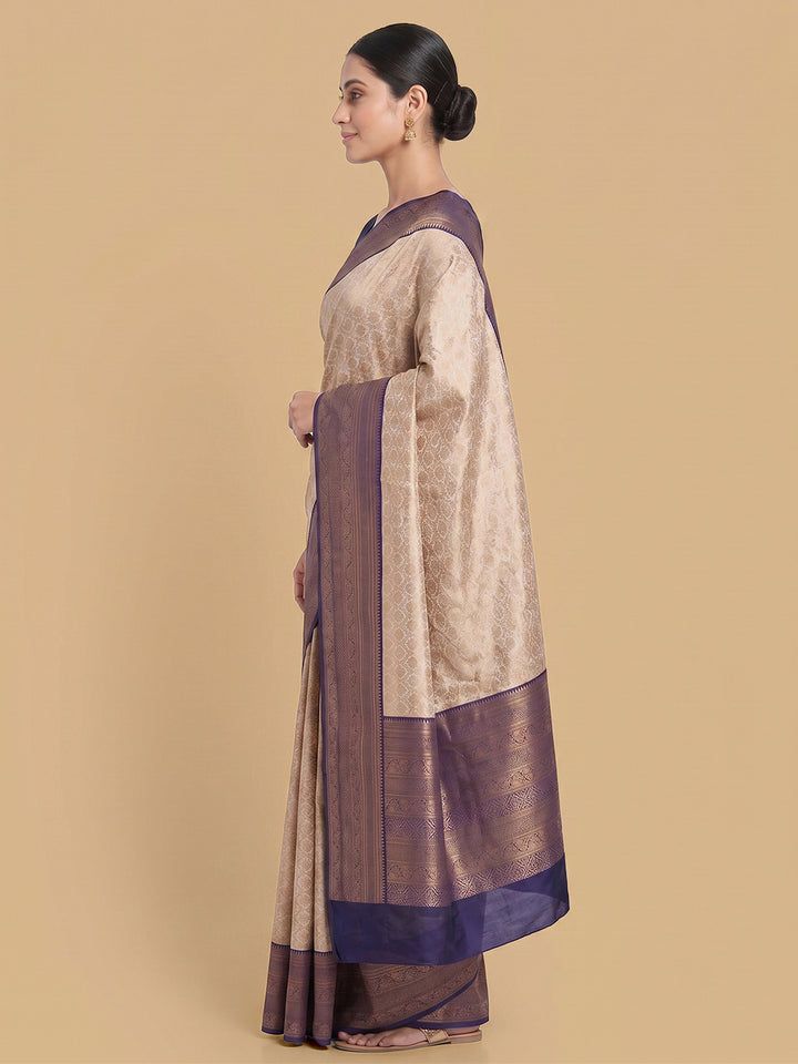 Off-White Woven Design Art Silk Saree