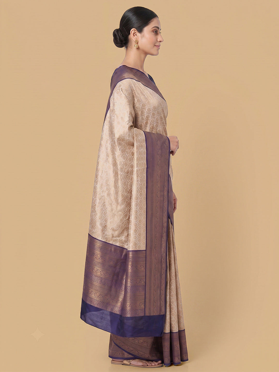 Off-White Woven Design Art Silk Saree