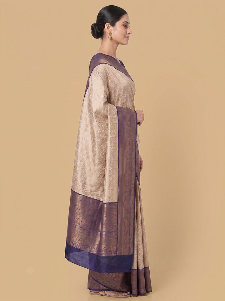 Off-White Woven Design Art Silk Saree