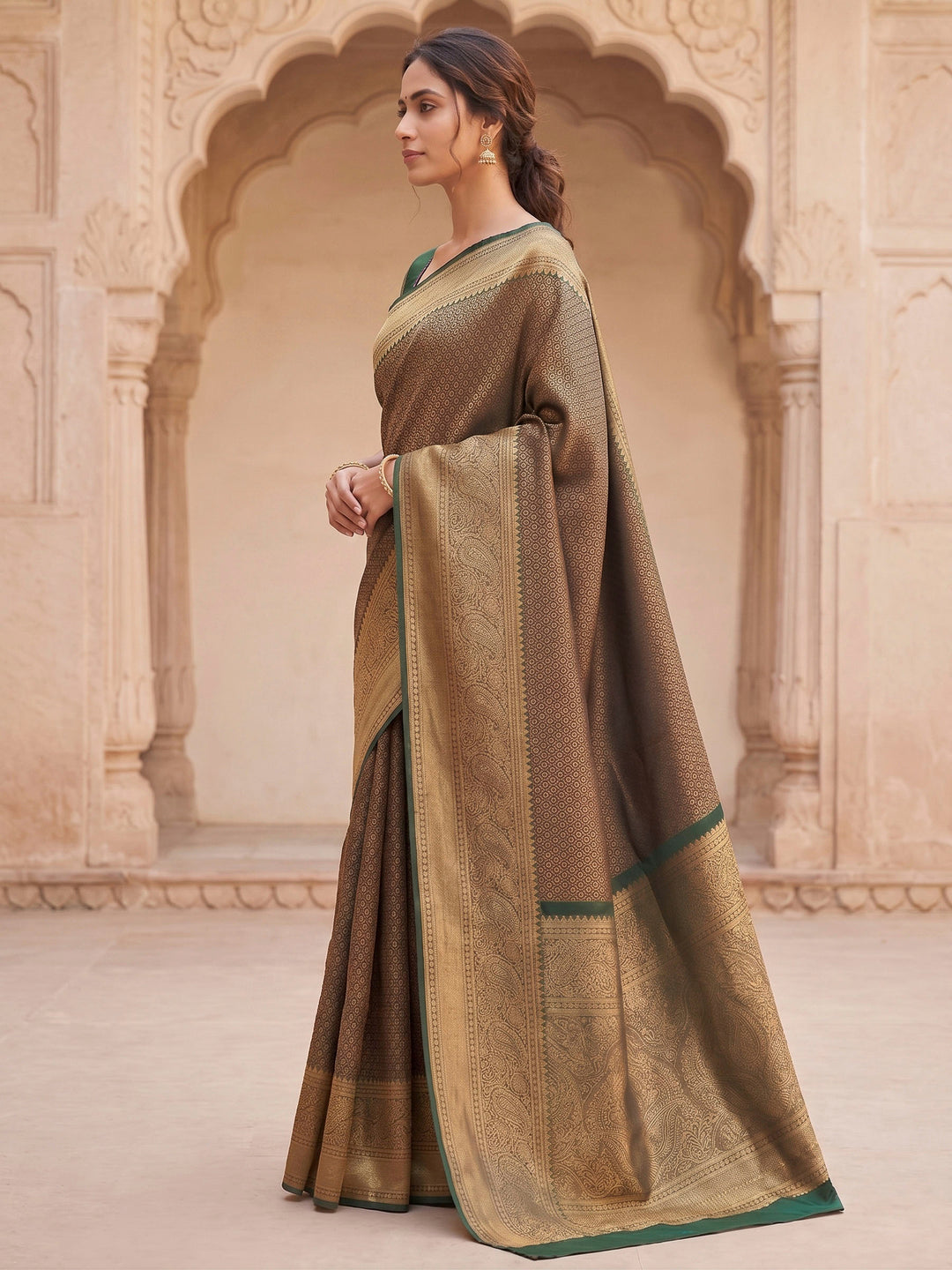 Green Woven Design Art Silk Kanjivaram Saree