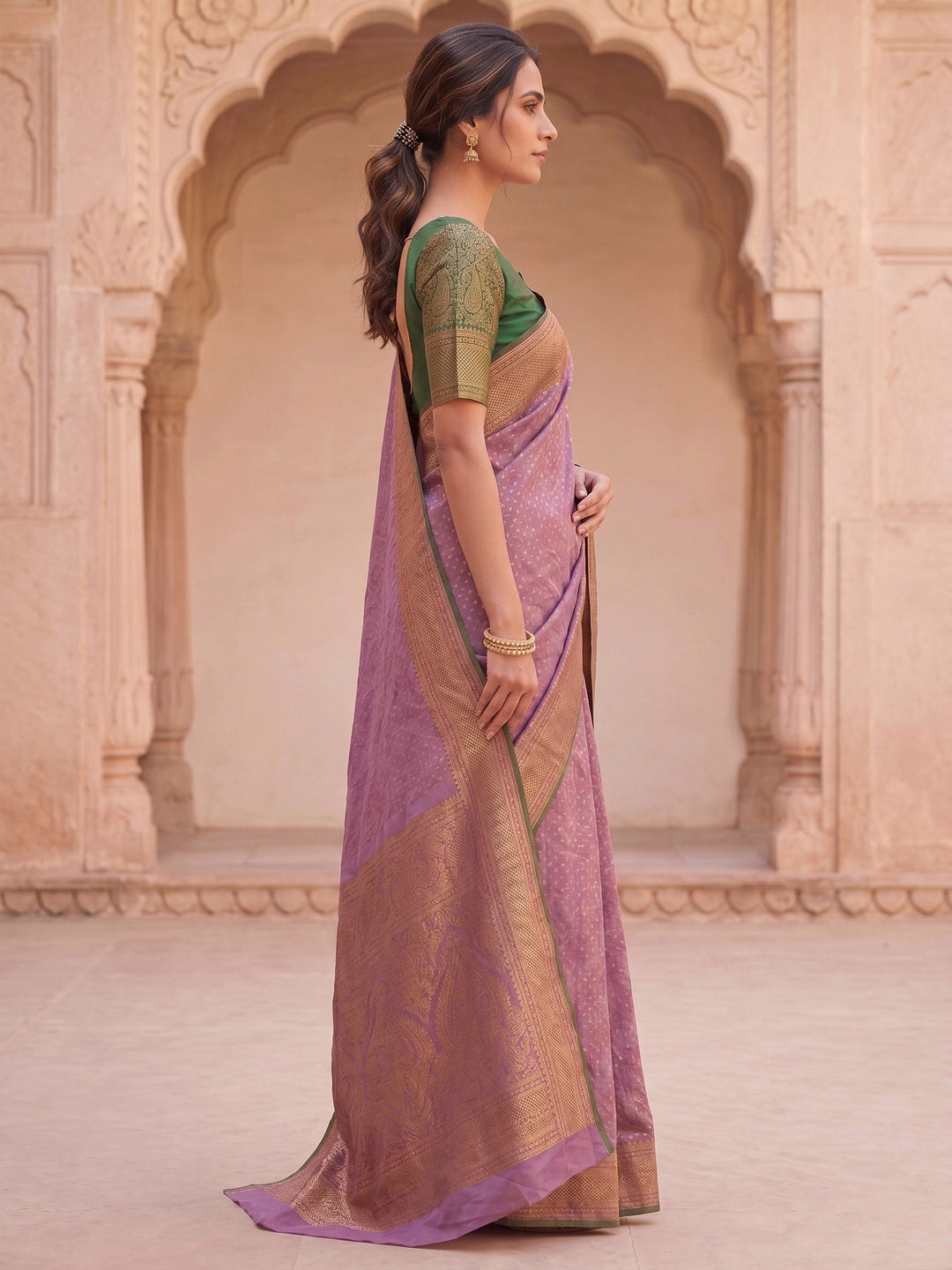 Lavender Woven Design Art Silk Kanjivaram Saree