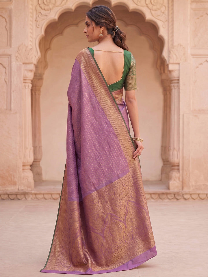 Lavender Woven Design Art Silk Kanjivaram Saree