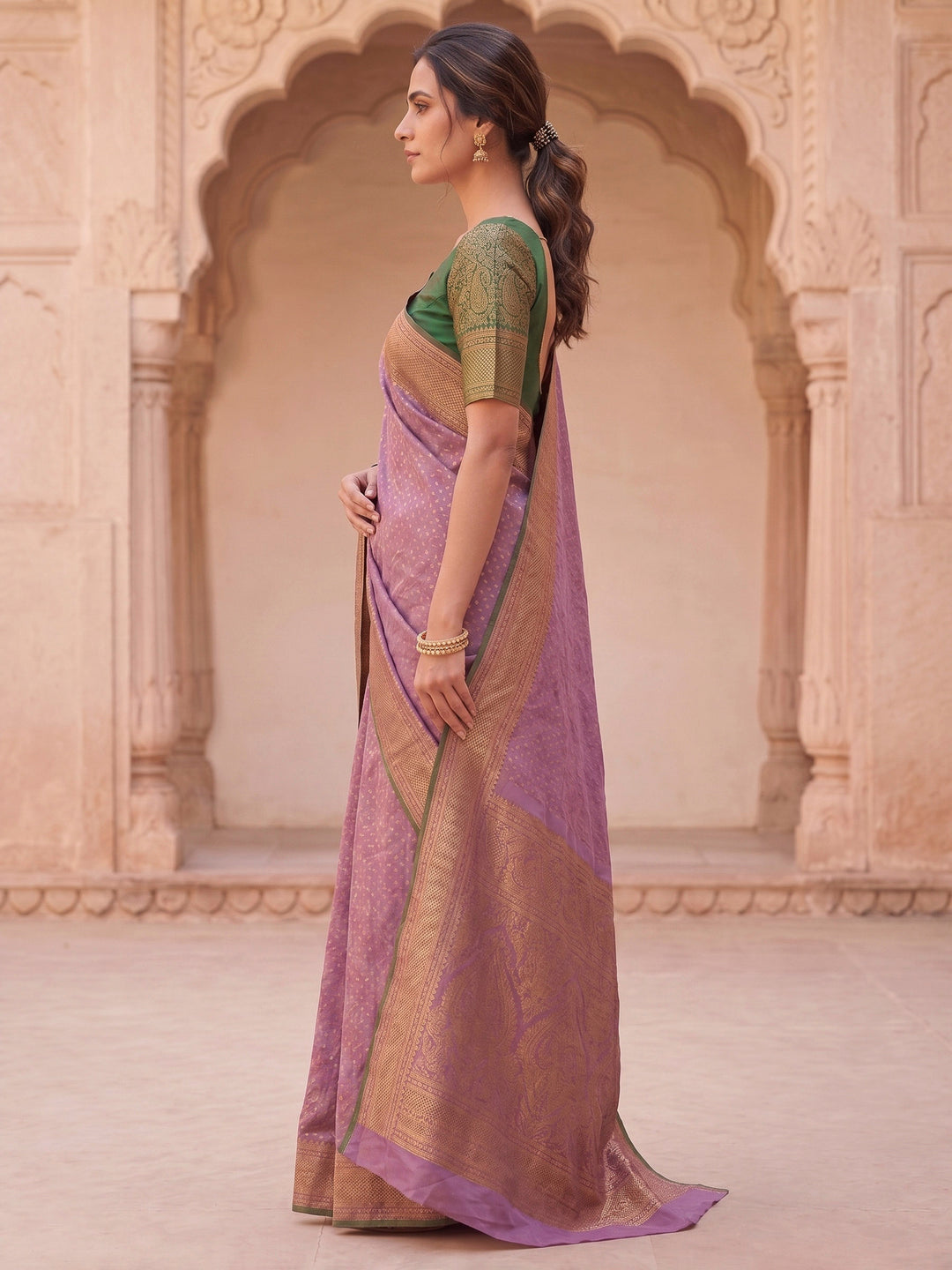 Lavender Woven Design Art Silk Kanjivaram Saree