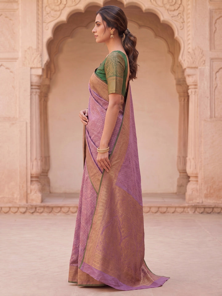 Lavender Woven Design Art Silk Kanjivaram Saree