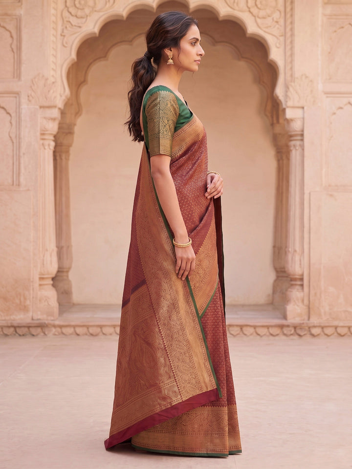 Red Woven Design Art Silk Kanjivaram Saree