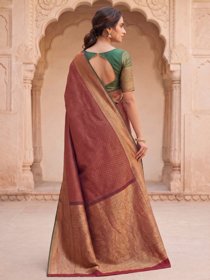 Red Woven Design Art Silk Kanjivaram Saree