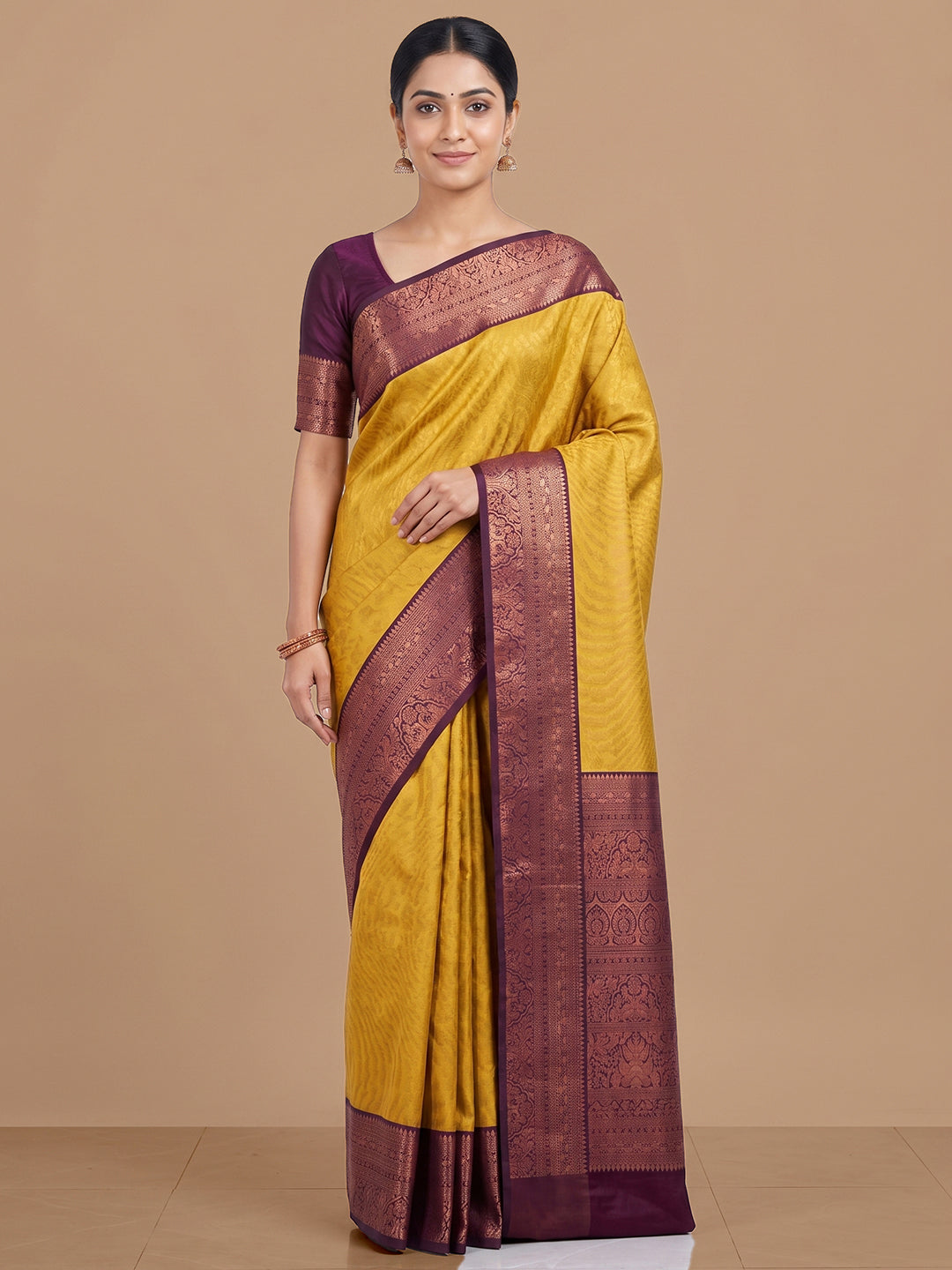 Mustard Woven Design Art Silk Saree