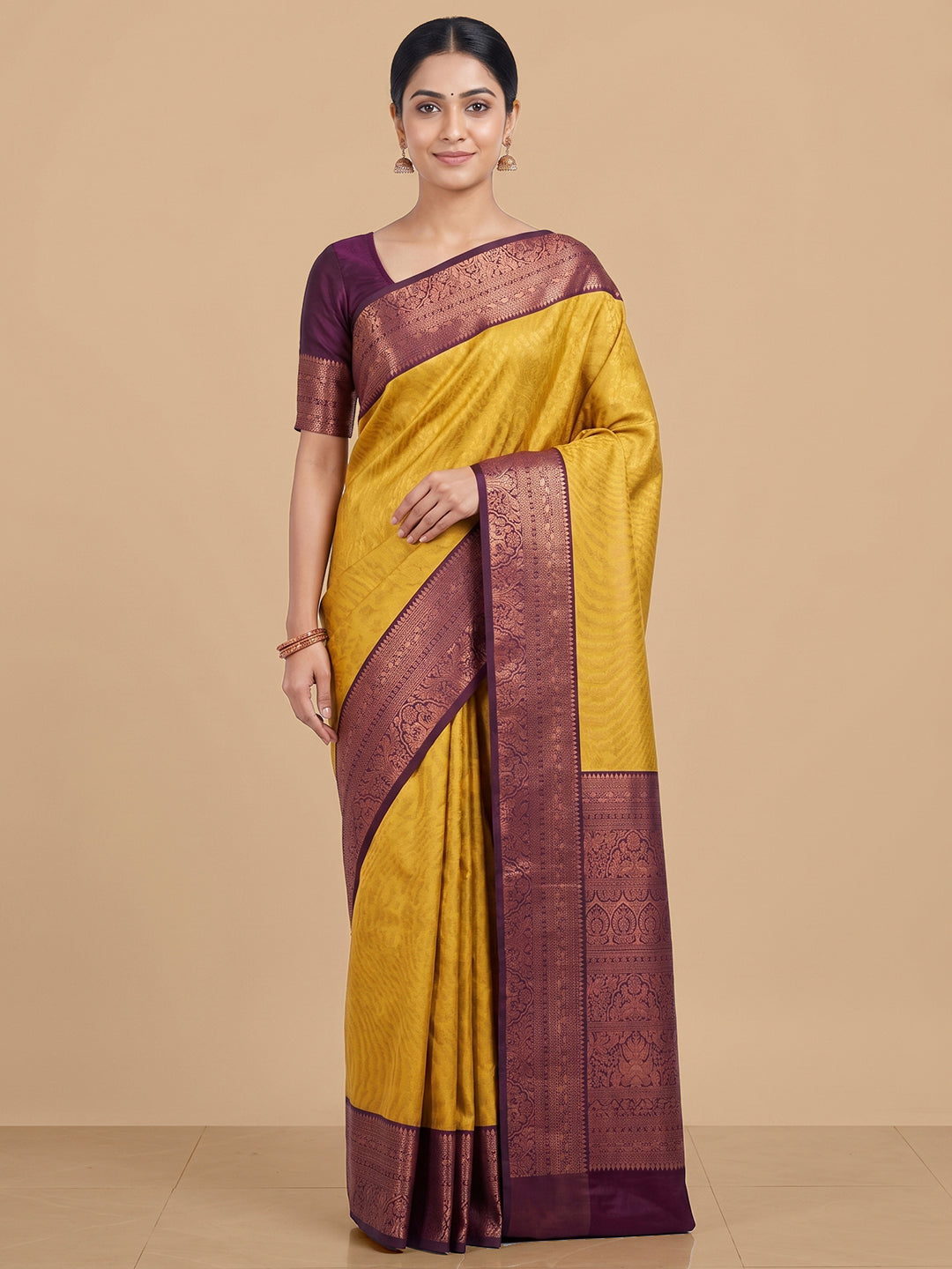 Mustard Woven Design Art Silk Saree