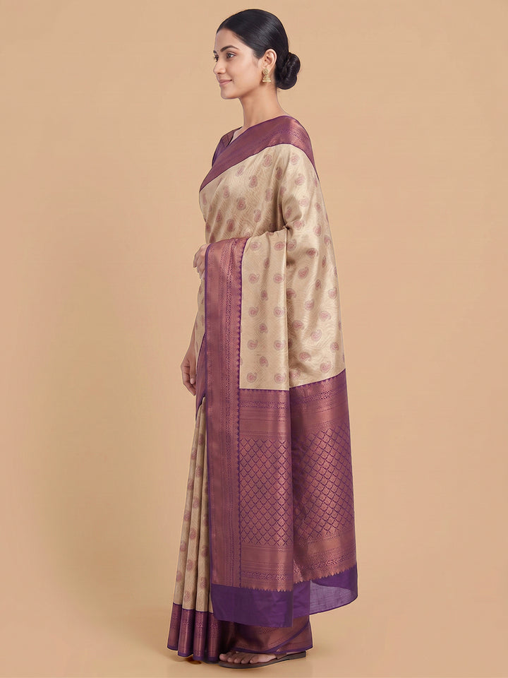 Off-White Woven Design Art Silk Saree