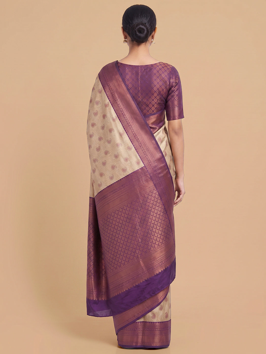 Off-White Woven Design Art Silk Saree