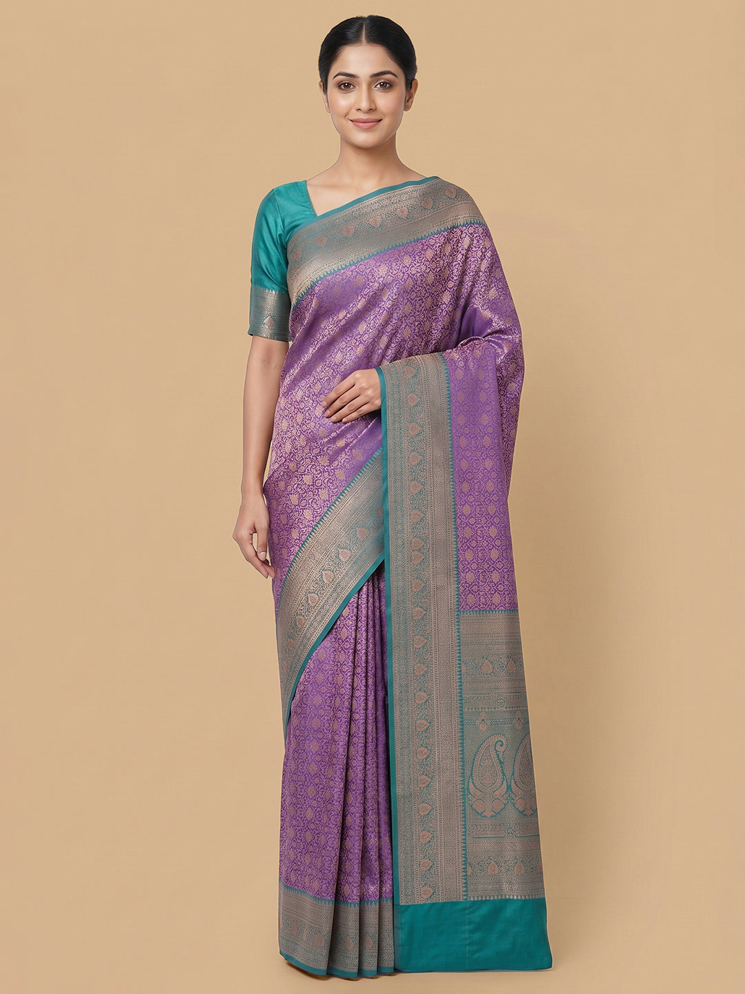 Lavender Woven Design Art Silk Saree