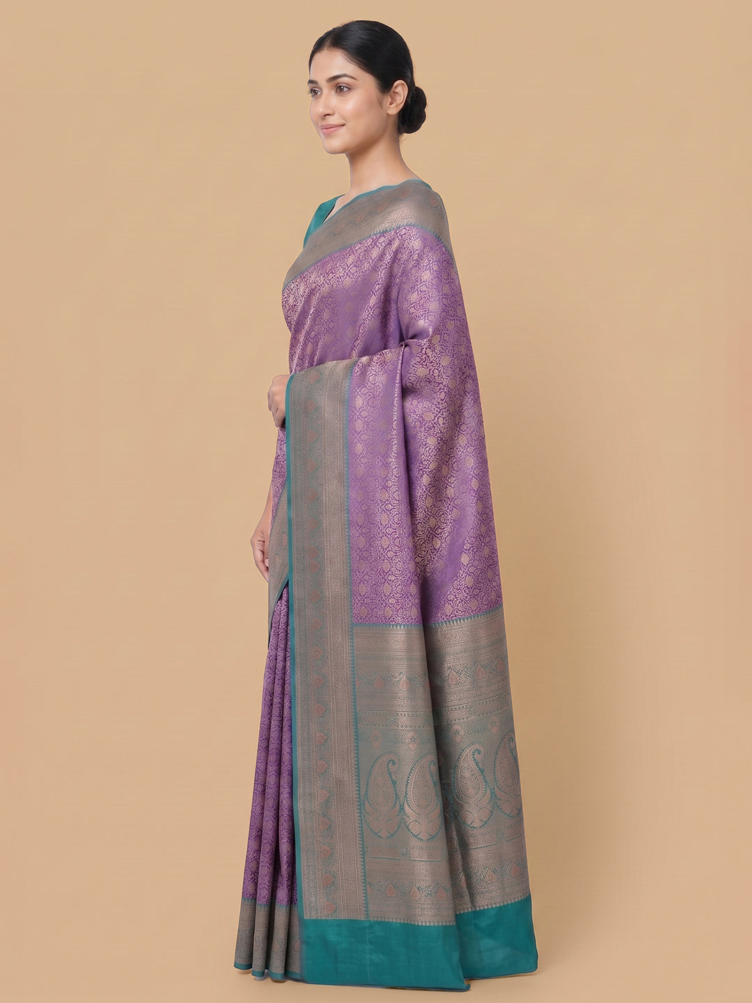 Lavender Woven Design Art Silk Saree