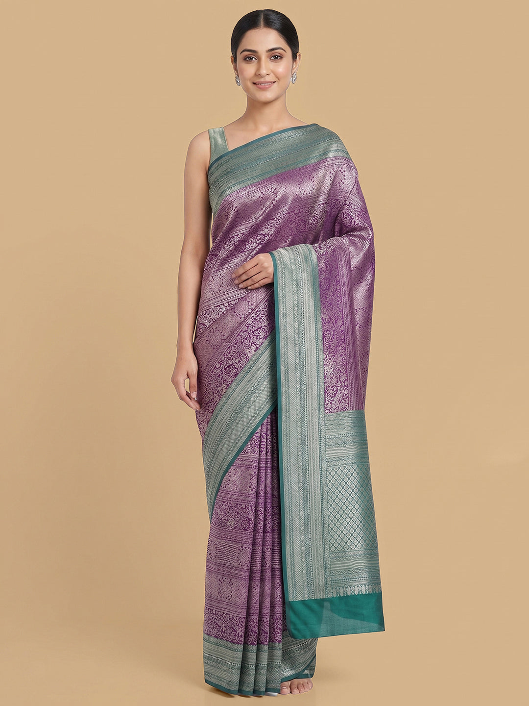 Lavender Woven Design Art Silk Saree