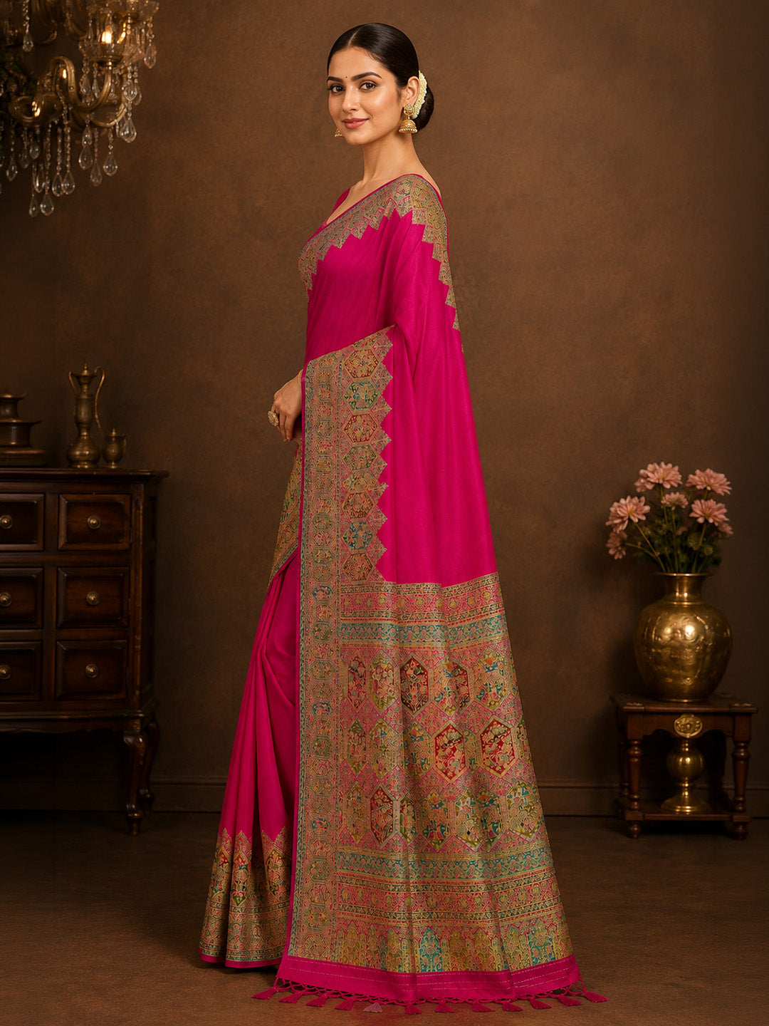 Rani Printed Art Silk Saree