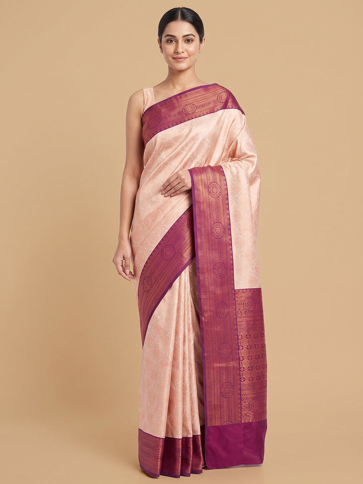 Off-White Woven Design Art Silk Saree