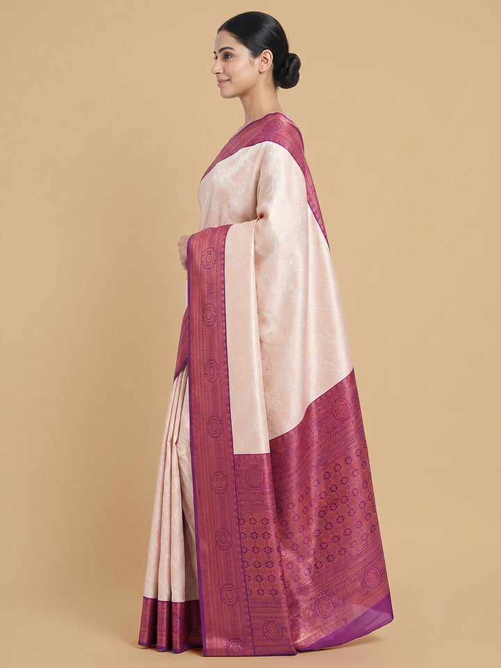 Off-White Woven Design Art Silk Saree