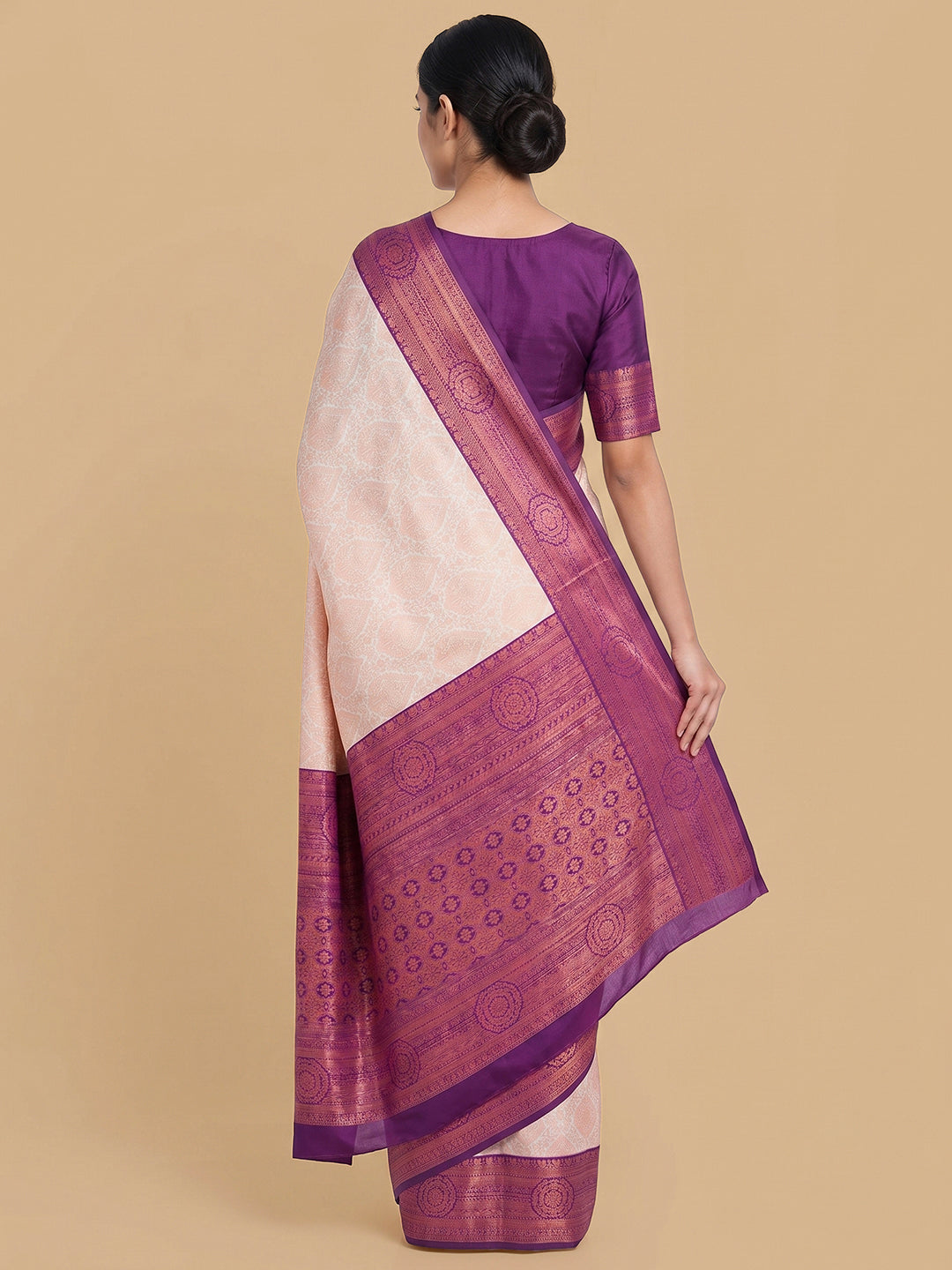 Off-White Woven Design Art Silk Saree