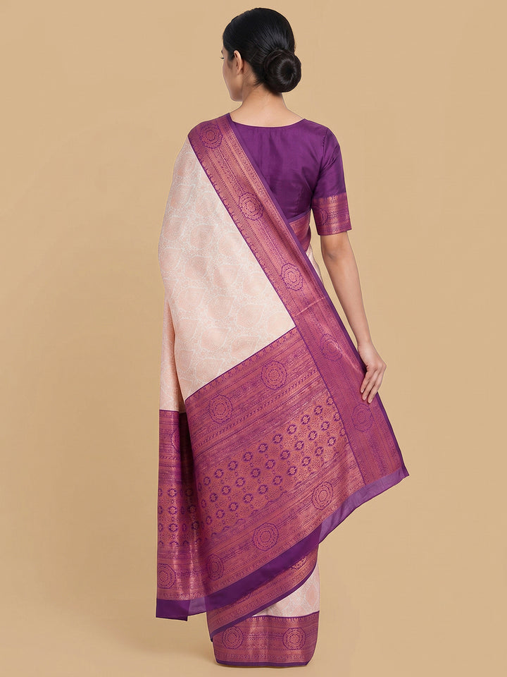 Off-White Woven Design Art Silk Saree