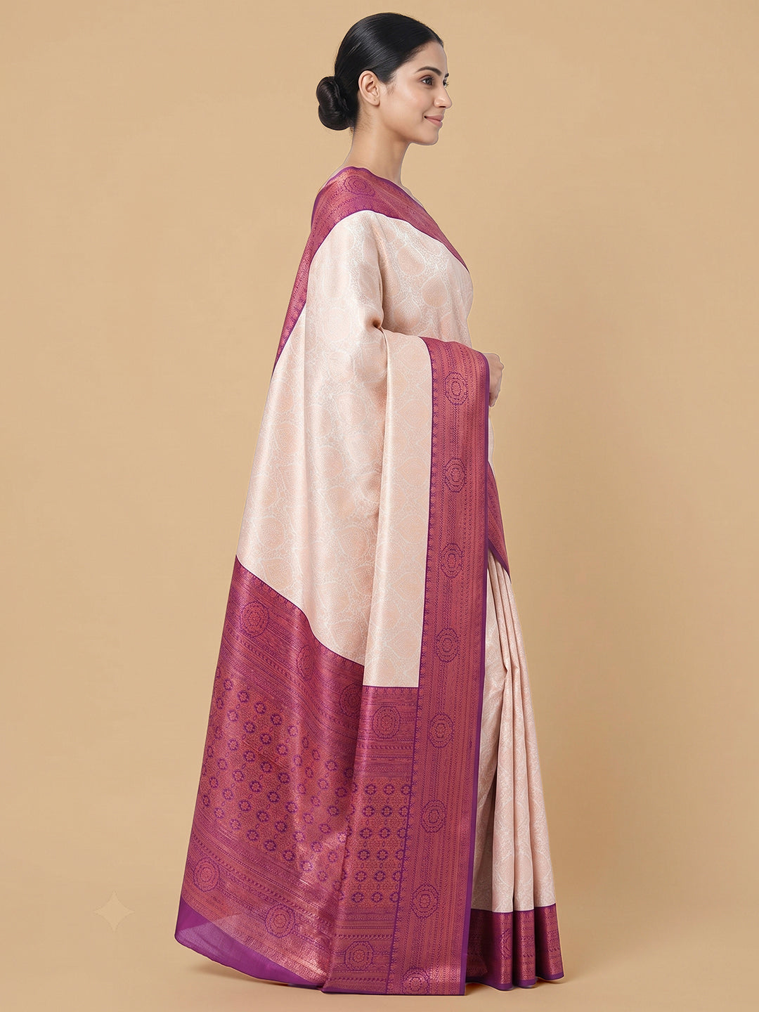 Off-White Woven Design Art Silk Saree