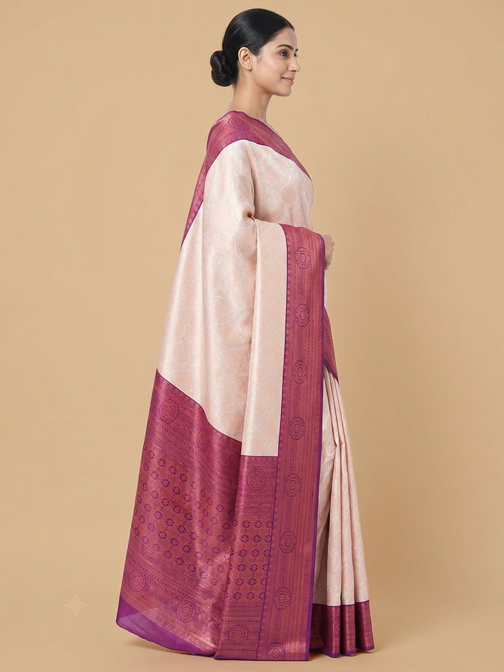 Off-White Woven Design Art Silk Saree