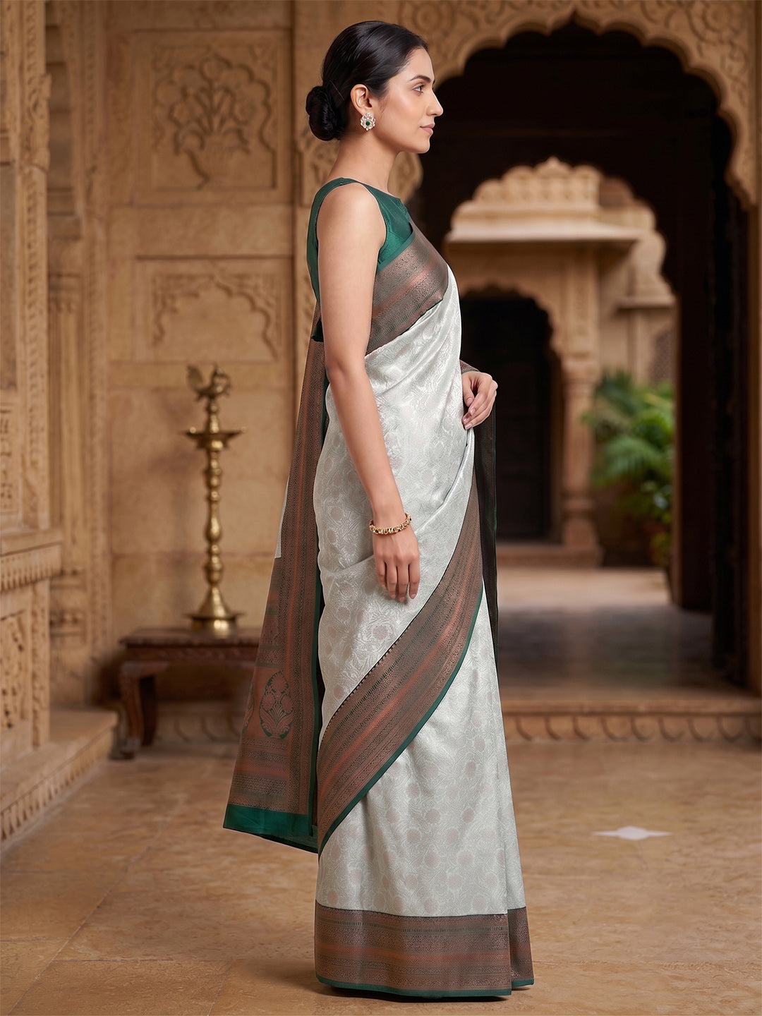 Sea Green Woven Design Art Silk Saree