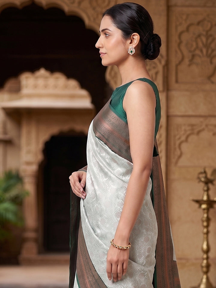 Sea Green Woven Design Art Silk Saree