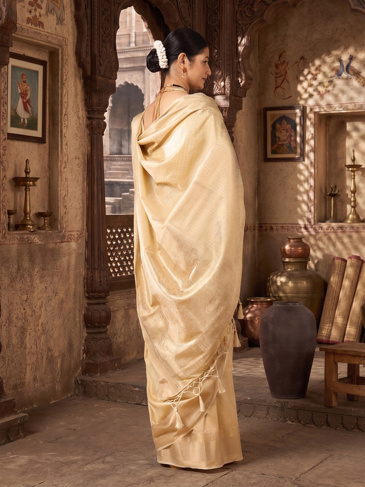 Off White Woven Design Art Silk Saree