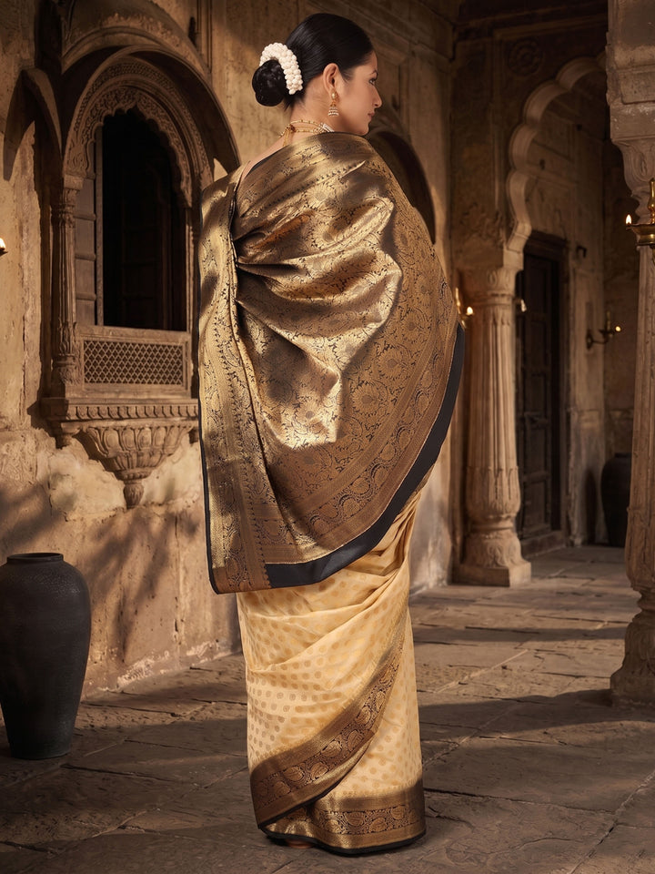 Off White Black Woven Design Balaton Saree
