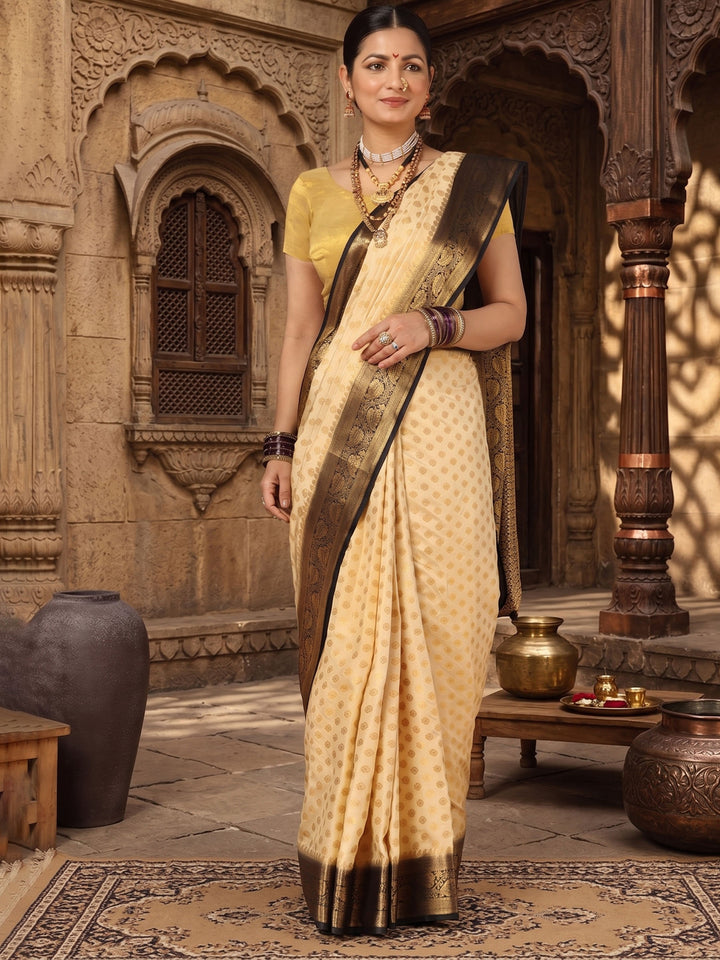 Off White Black Woven Design Balaton Saree