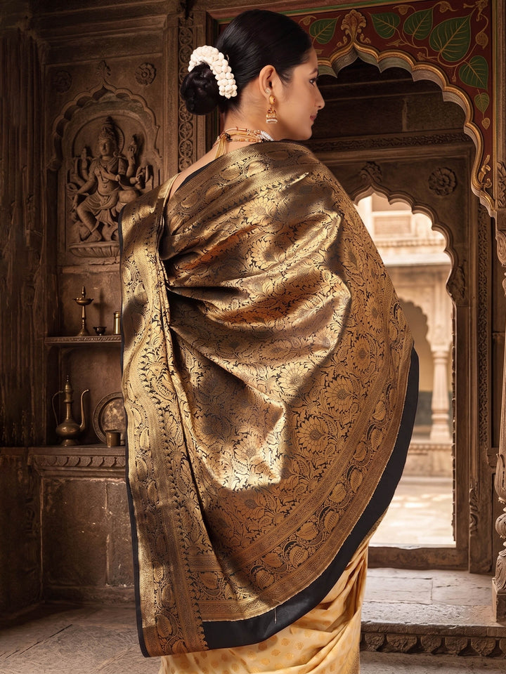 Off White Black Woven Design Balaton Saree