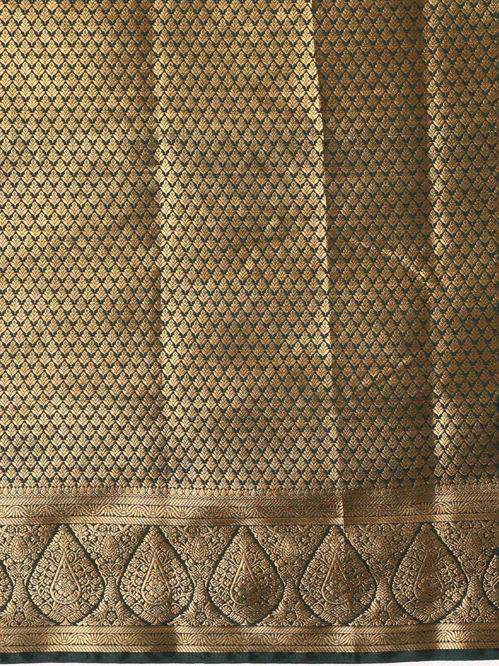 Off White Green Woven Design Balaton Saree