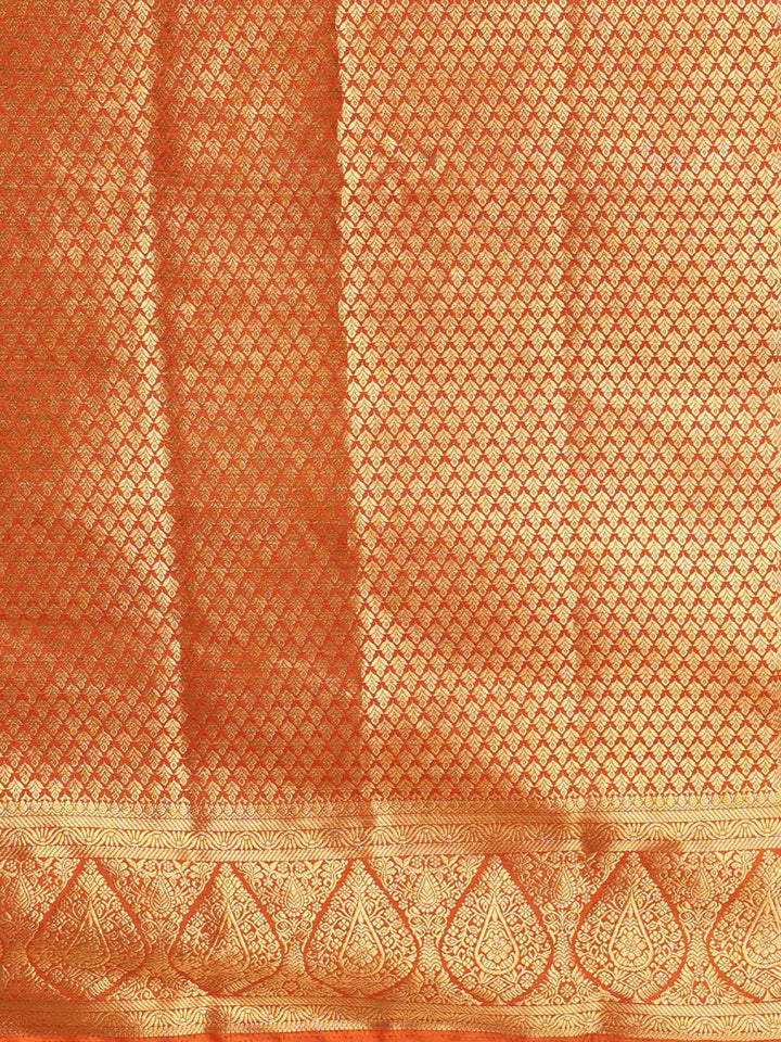 Off White Orange Woven Design Balaton Saree
