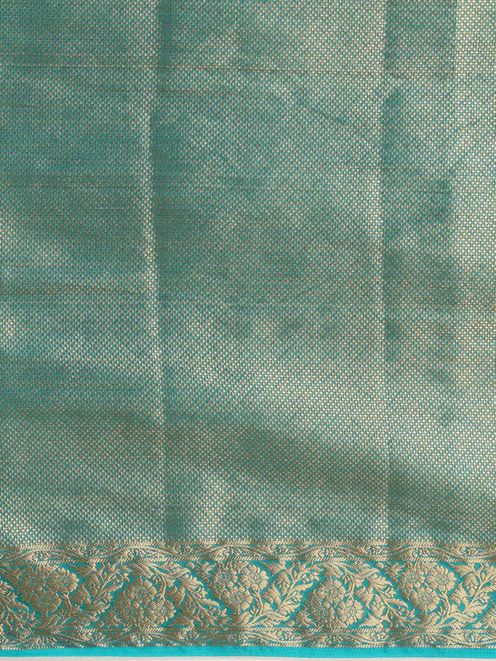 Off White Dark Blue Woven Design Balaton Saree