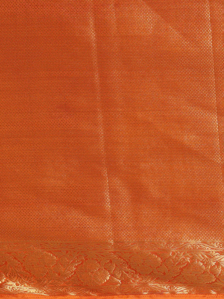 Off White Orange Woven Design Balaton Saree
