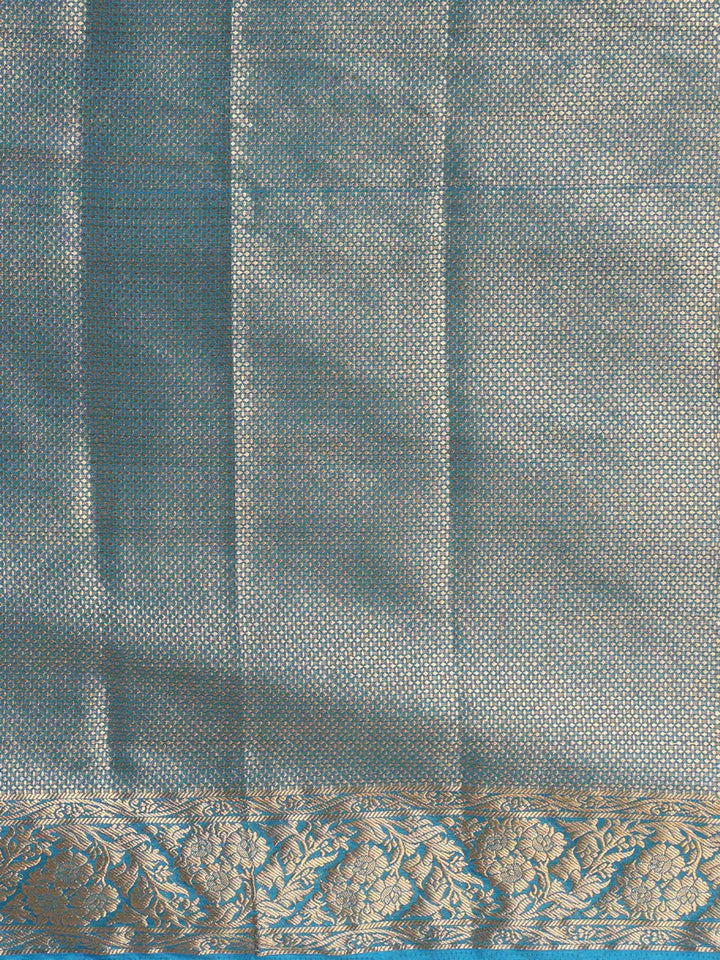 Off White Peacock Blue Woven Design Balaton Saree