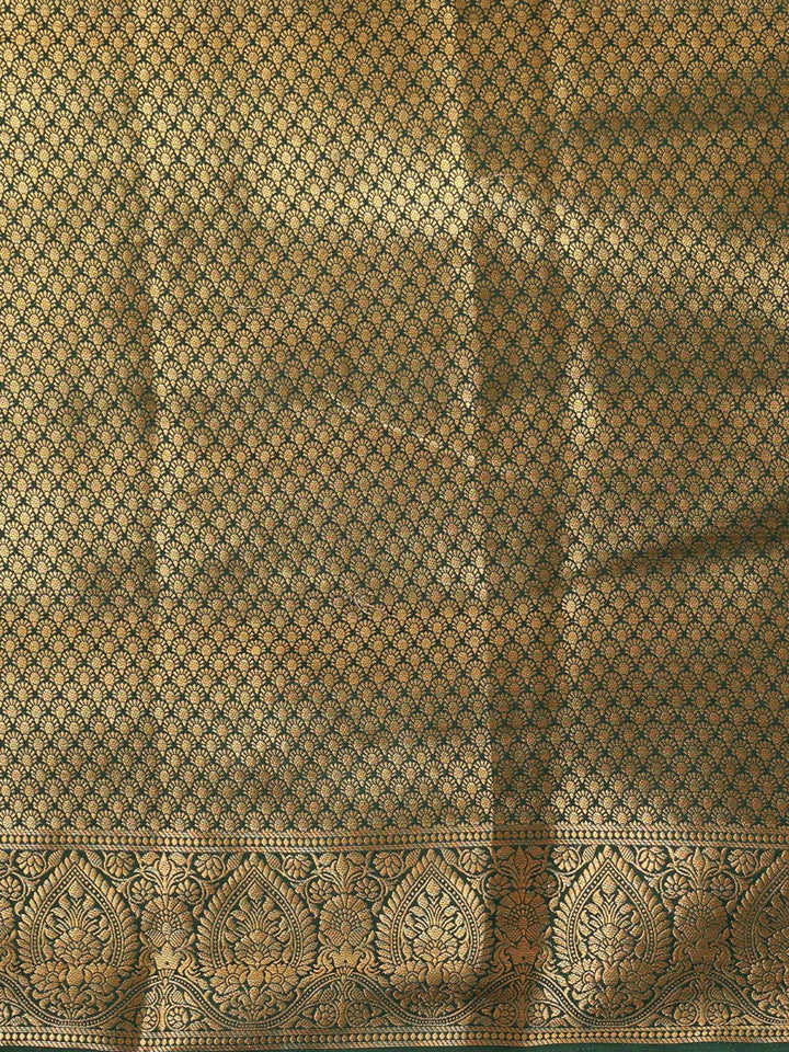 Off White Bottle Green Woven Design Balaton Saree
