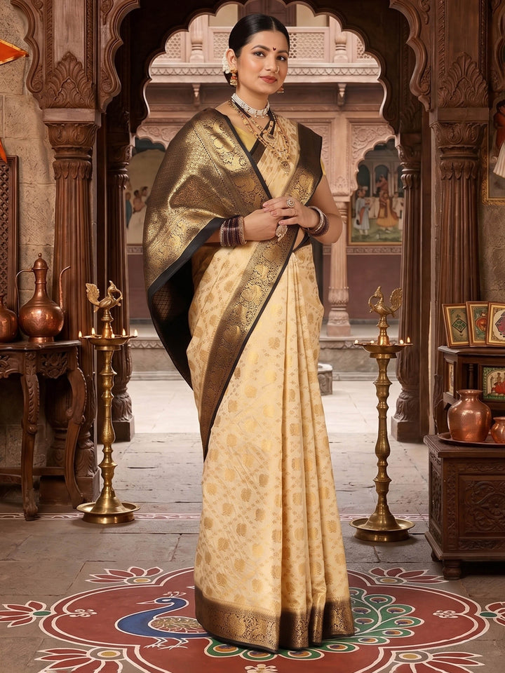 Off White Black Woven Design Balaton Saree