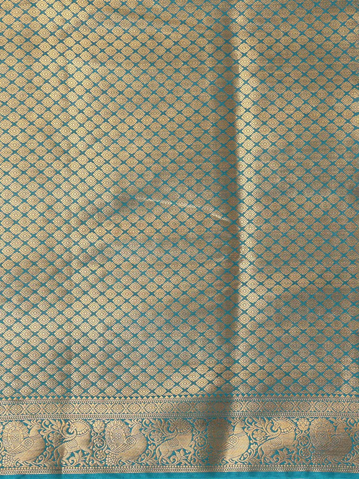 Off White Blue Woven Design Balaton Saree