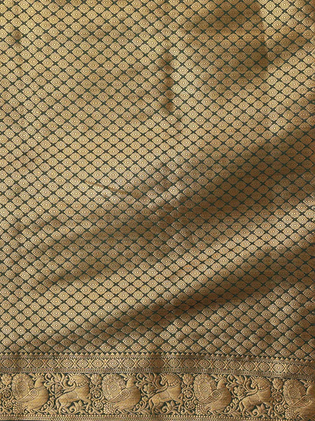 Off White Bottle Green Woven Design Balaton Saree