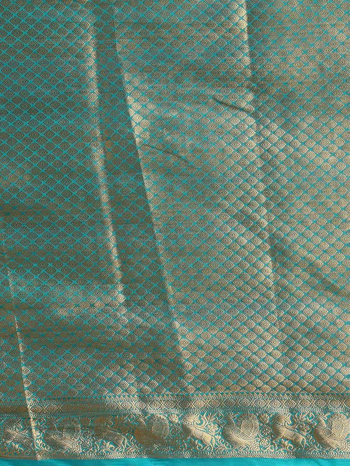 Off White Dark Blue Woven Design Balaton Saree