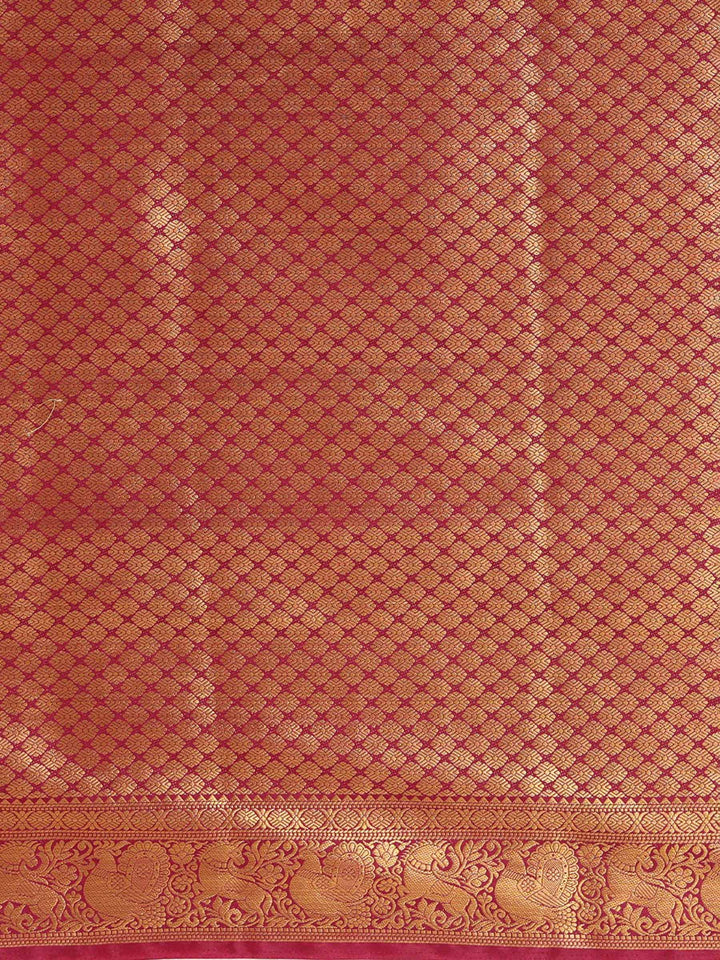 Off White Maroon Woven Design Balaton Saree