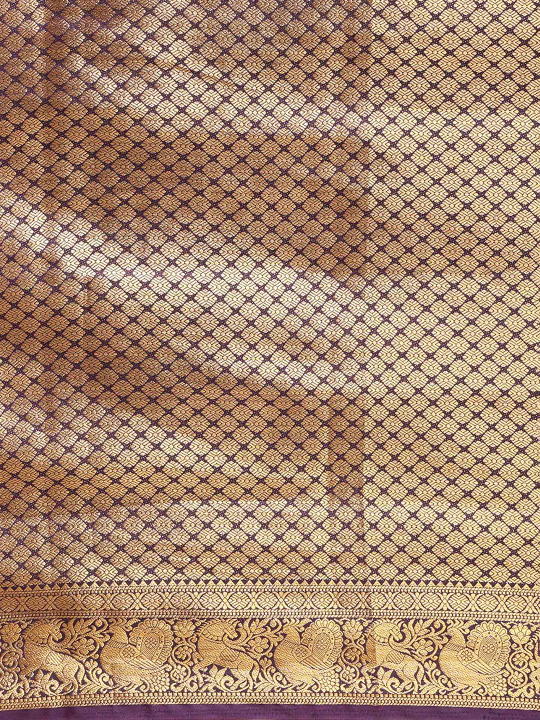 Off White Purple Woven Design Balaton Saree